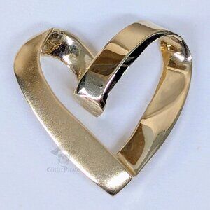 14k Yellow Gold 585 Open Heart Slide Pendant 3.7g.